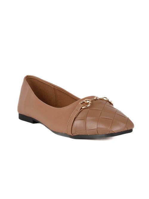 Women Brown Woven Design Ballerinas