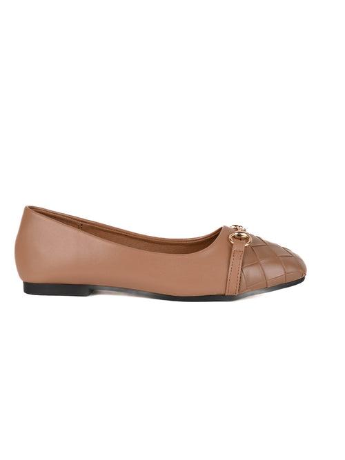 Women Brown Woven Design Ballerinas