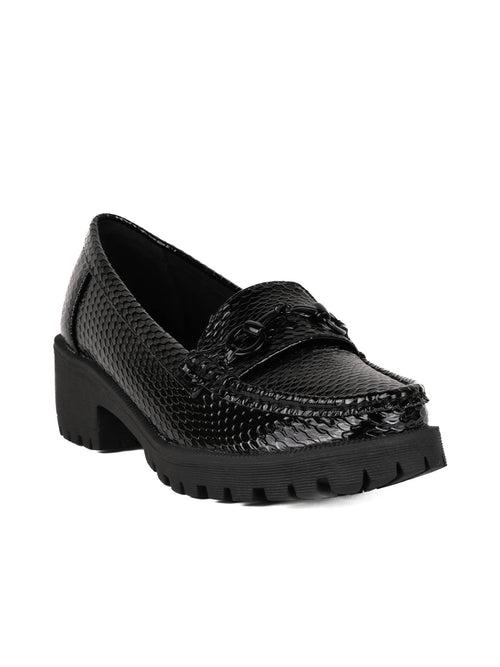 Women Black Animal Print Loafers