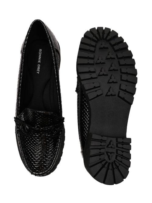 Women Black Animal Print Loafers