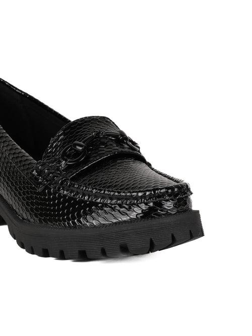 Women Black Animal Print Loafers