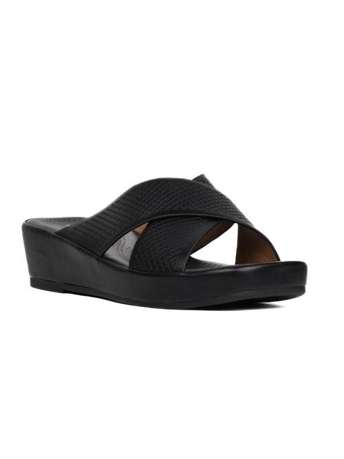 Women Black Checked Cross Strap Sandals