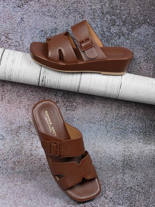 Women Coffee Textured Sandals