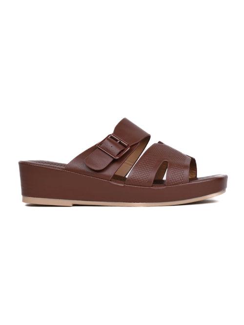 Women Coffee Textured Sandals