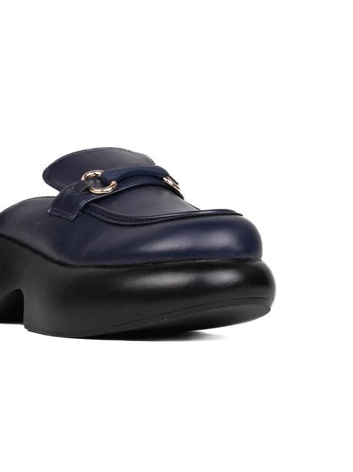 Women Navy Blue Solid Mules