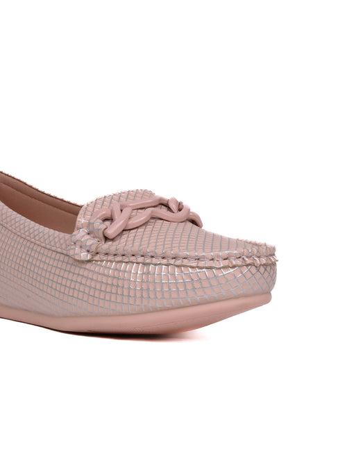 Women Pink Checked Wedge Heel Loafers