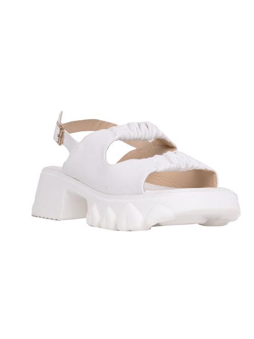 Women White Solid Backstrap Sandals