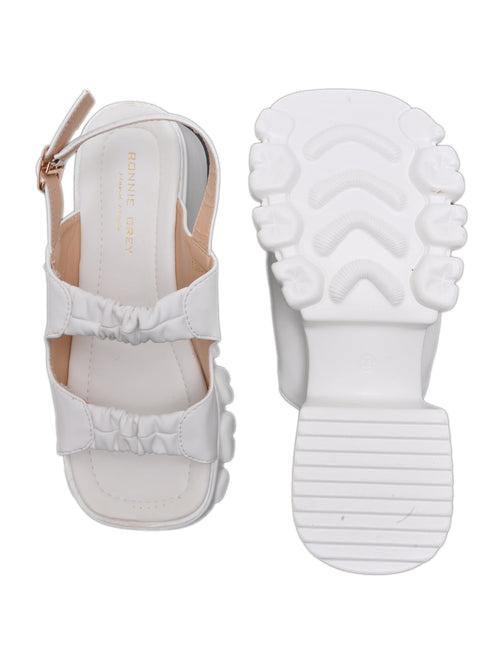 Women White Solid Backstrap Sandals