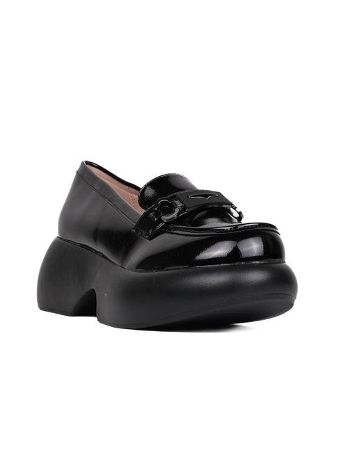 Women Black Solid Wedge Heel Loafers