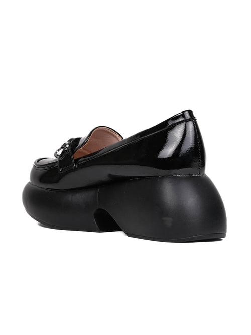 Women Black Solid Wedge Heel Loafers