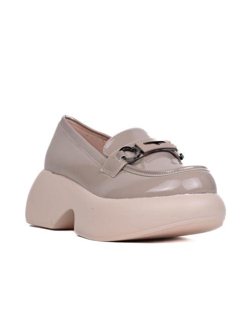 Women Khaki Solid Wedge Heel Loafers