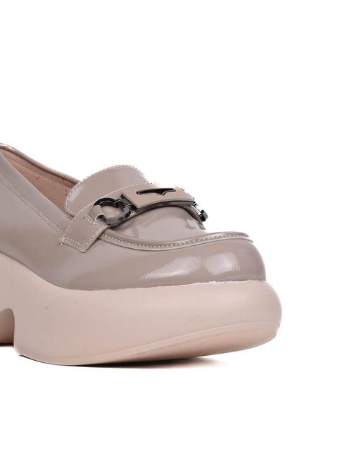 Women Khaki Solid Wedge Heel Loafers