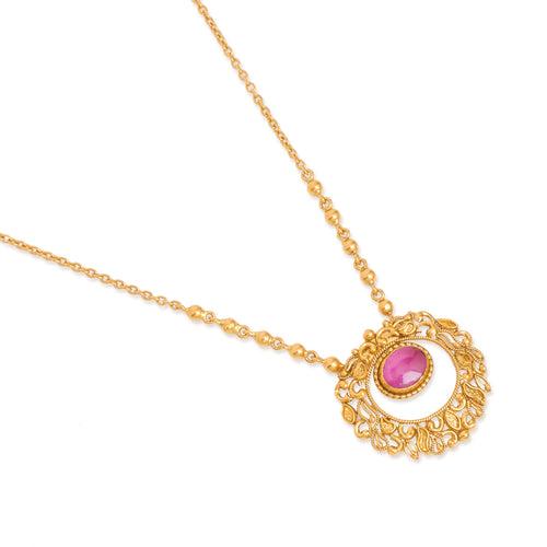 Floral Ruby Gold Necklace