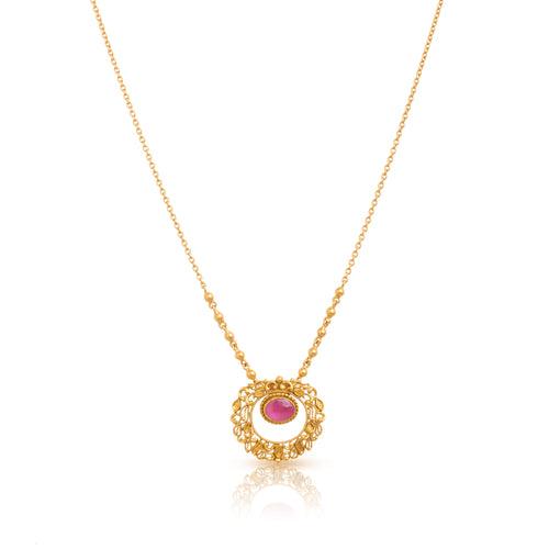 Floral Ruby Gold Necklace
