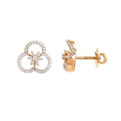 Attractive 18Kt Flower Diamond Stud Earrings