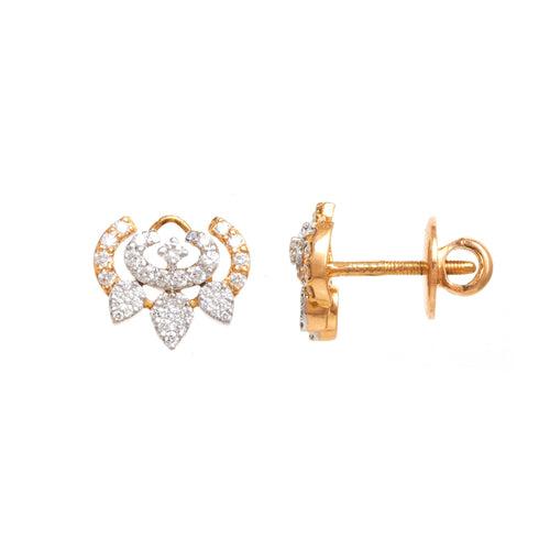 Graceful Floral Diamond Stud Earrings