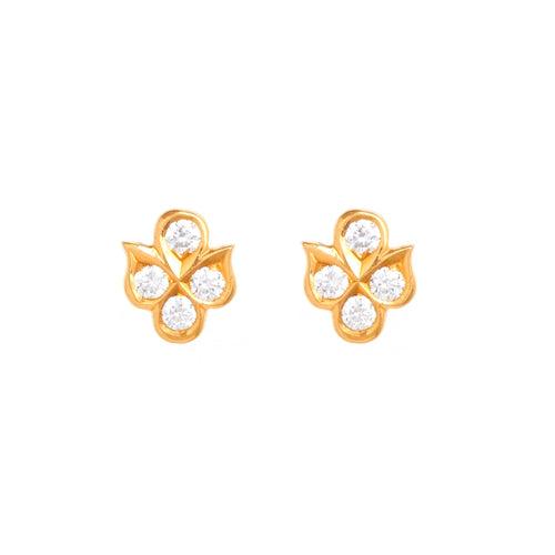 Charming Floral Diamond Stud Earrings