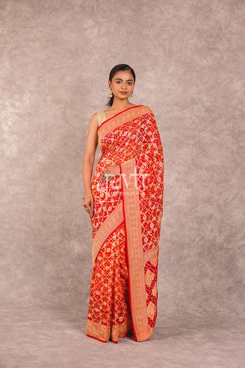 Red Georgette Bandhej Saree