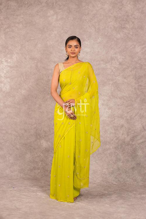 Green Chiffon Saree