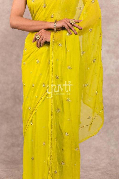 Green Chiffon Saree