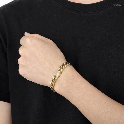 Iced Lock Cuban (Gold) Bracelet -  10 MM