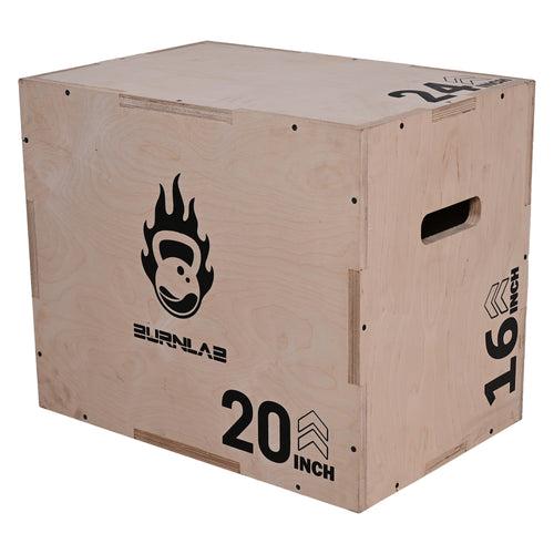 Burnlab Plyo Box, Wooden 3-in-1 Plyometric Jump Box for Training - Squat, Step Up, Box Jumps & More