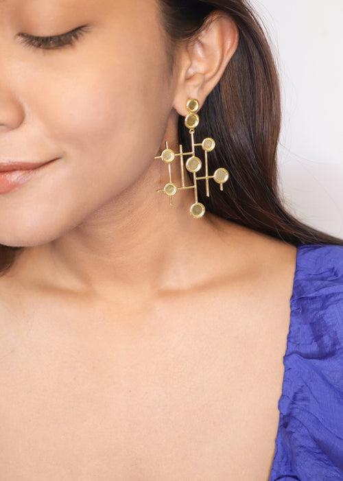 Brass - Cross & Nought Earrings