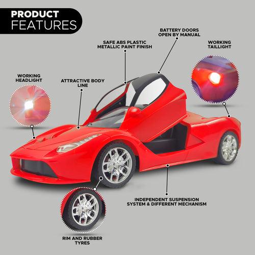 NHR Big Remote Control Car with Lights and USB Cable for Kids (Red)
