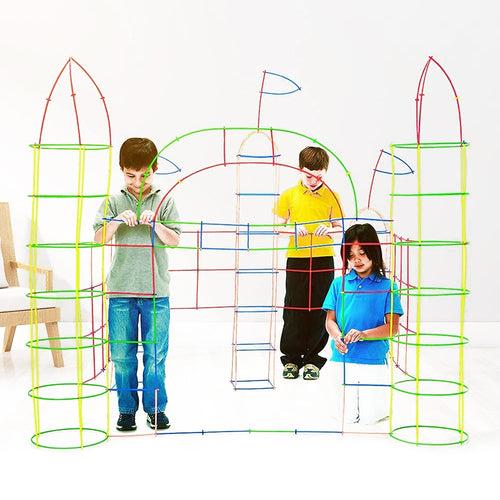 NHR Mega Jumbo DIY Straw Building Blocks Set for Kids (90 Straws + 90 connectors)