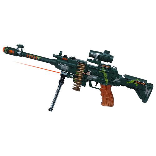 NHR Machine Gun Toy with Laser Light, Sound Effects, Scope & Stand for Kids