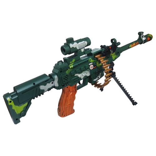 NHR Machine Gun Toy with Laser Light, Sound Effects, Scope & Stand for Kids