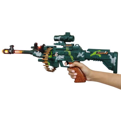 NHR Machine Gun Toy with Laser Light, Sound Effects, Scope & Stand for Kids