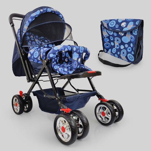 NHR Foldable Pram with 3 Recline Positions, Reversible Handlebar (Choose Any Color)