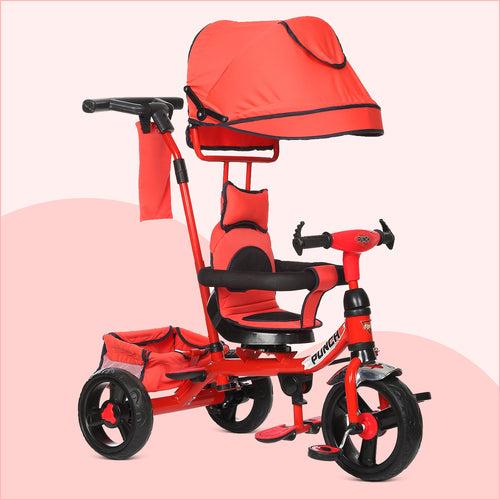 Dash Punch 4-in-1 Baby Tricycle: UV Canopy, Parental Handle - 1 Year+ (Choose Any Color)