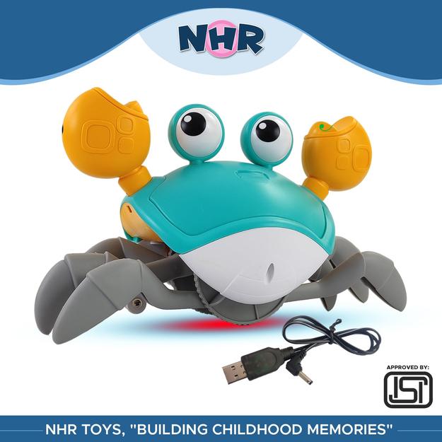 NHR Crawling Crab Baby Musical Kids Toy with LED Lights & Rechargeable Battery | Interactive Early Learning and Entertainment Toys for Kids Toddlers & Infants(Blue)