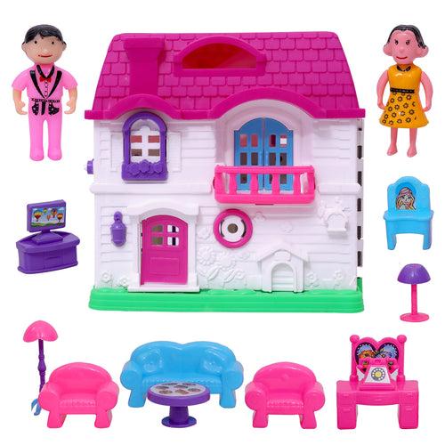 NHR 18Pcs Musical Foldable Doll House with Furniture for Kids