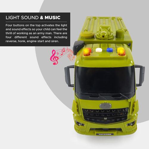 NHR Gun and Bombs Storage Army Truck Toy for Kids (Green)