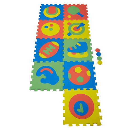 NHR Colorful Kids Play Puzzle Style Mat with Pop Out Sports Game 9 Pcs (Interlocking)