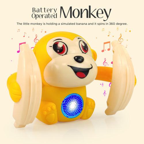 NHR Dancing and Spinning Tumble Monkey Toy with Light and Music Sound Control (Assorted Design & Color)