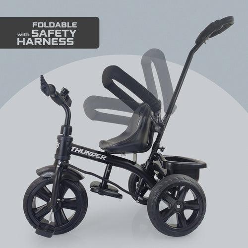 Dash Thunder Deluxe 2-in-1 Kids Tricycle: Parental Handle, Back Rest (Choose Any Color)