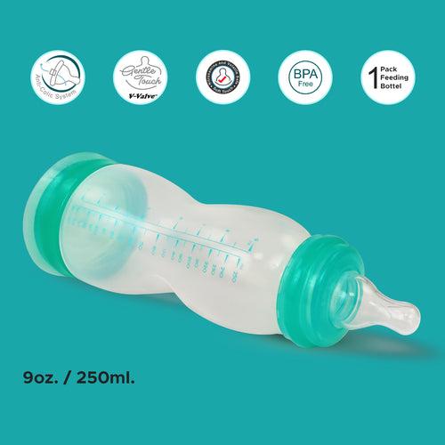 PUR Anti Colic Feeding Bottle with Free Milk Storage Bag (250ml, Green)