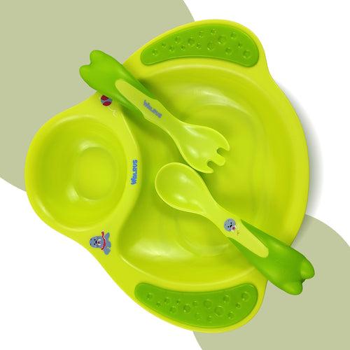 PUR Walrus Plate Set for Baby (Green)