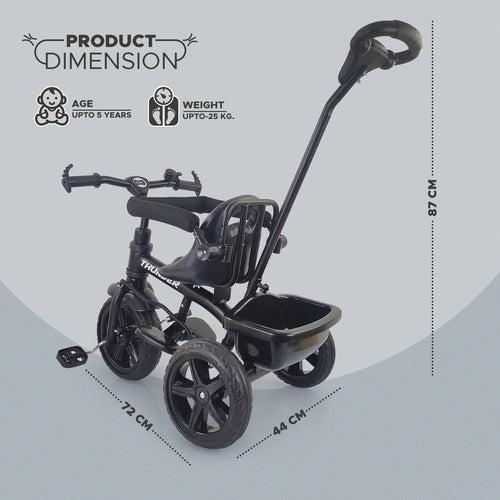 Dash Thunder Deluxe 2-in-1 Kids Tricycle: Parental Handle, Back Rest (Choose Any Color)