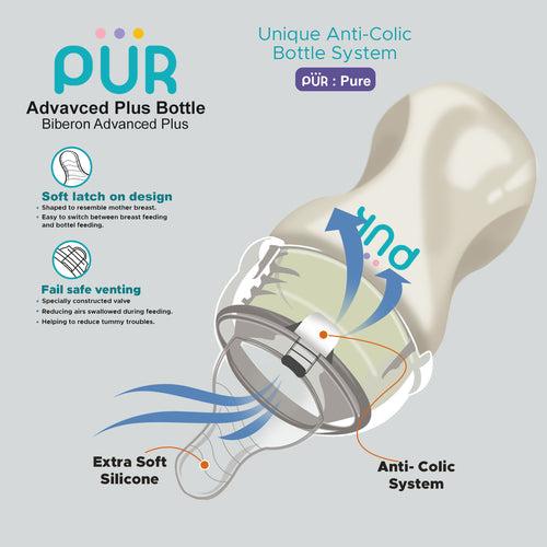 PUR 9812 Advanced Plus Wide Neck Feeding Bottle (8oz./250ml, White)