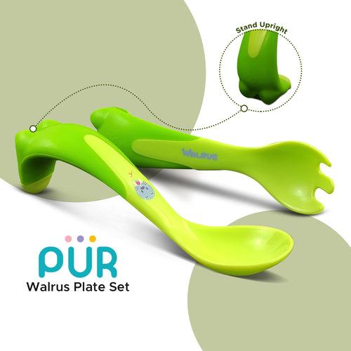 PUR Walrus Plate Set for Baby (Green)
