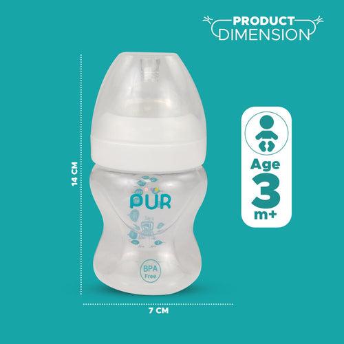 PUR Anti Colic Feeding Bottle for Baby (150ml, White)