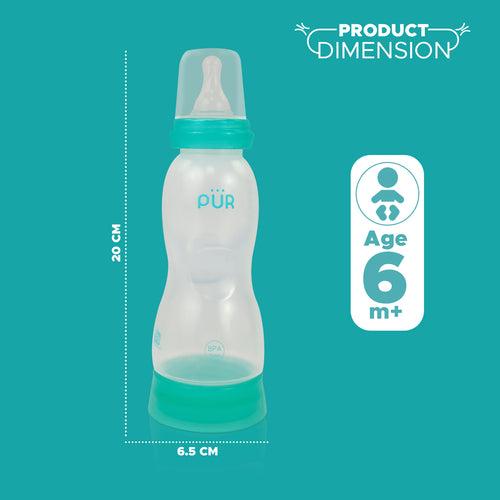 PUR Anti Colic Feeding Bottle with Free Milk Storage Bag (250ml, Green)