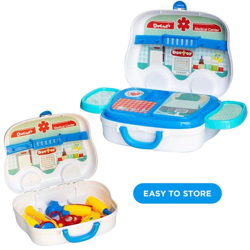 NHR Doctor Set Toy with Portable Medical Clinic Suitcase & Equipment's -14 pcs- Multi color