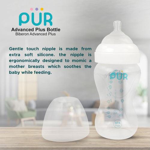 PUR 9812 Advanced Plus Wide Neck Feeding Bottle (8oz./250ml, White)