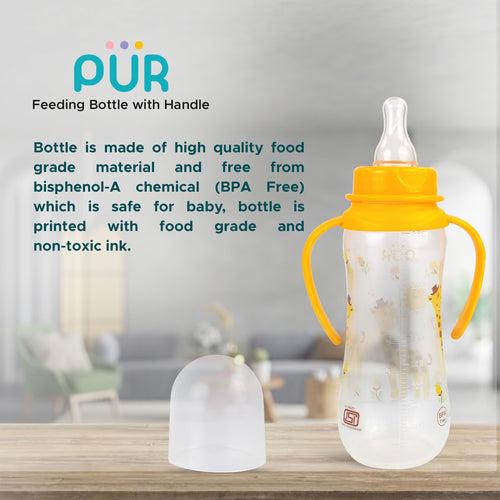 PUR Anti Colic Slim Neck Feeding Bottle with Grip Handle (250ml, Choose Any Color)